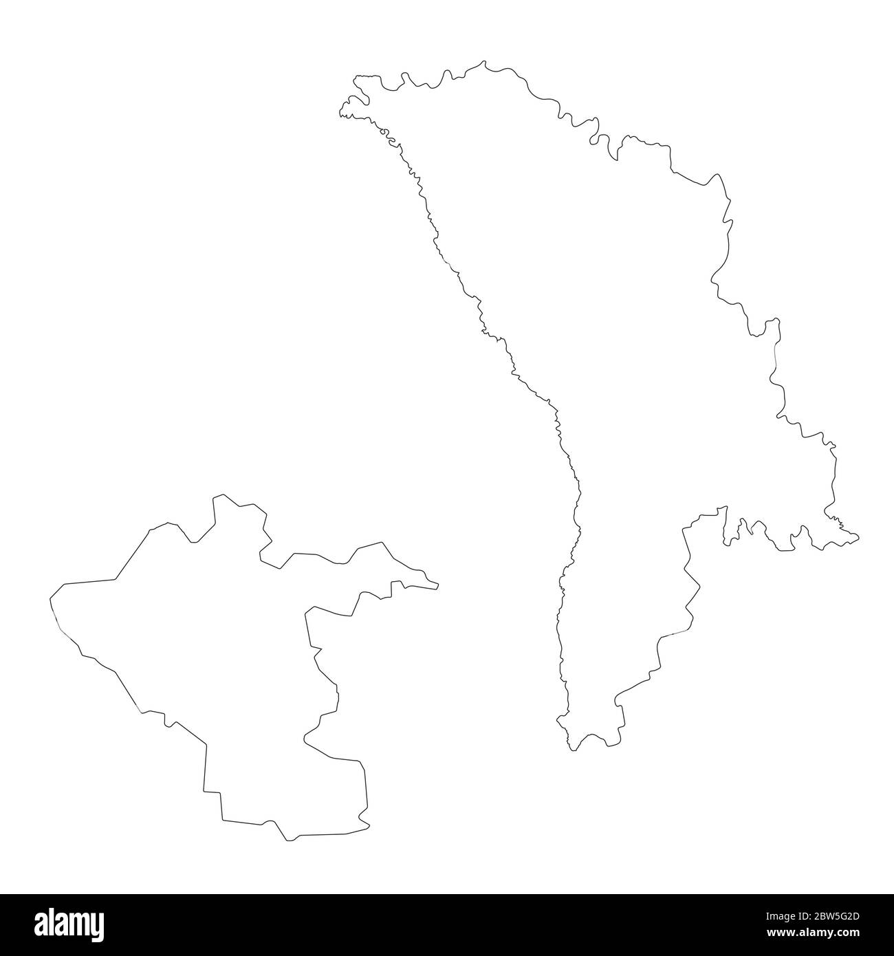 Vector map Moldova and Kishinev. Country and capital. Isolated vector Illustration. Outline. EPS 10 Illustration. Stock Vector