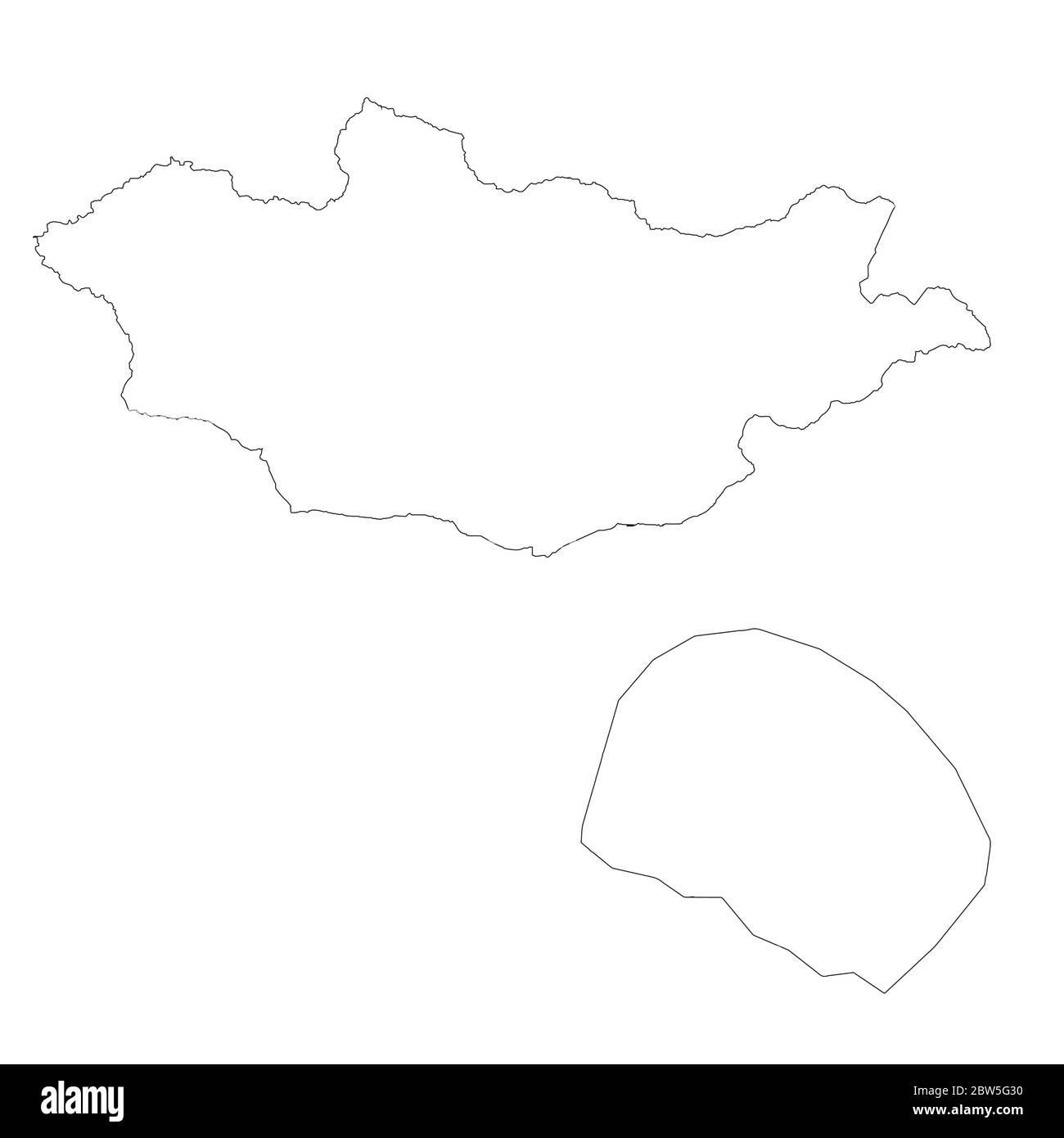 Vector map Mongolia and Ulaanbaatar. Country and capital. Isolated vector Illustration. Outline. EPS 10 Illustration. Stock Vector