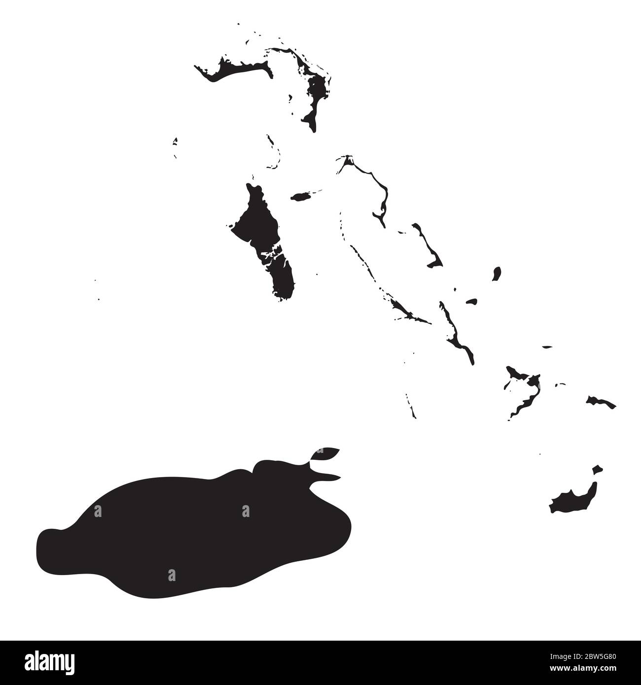 Vector map Bahamas and Nassau. Country and capital. Isolated vector Illustration. Black on White background. EPS 10 Illustration. Stock Vector