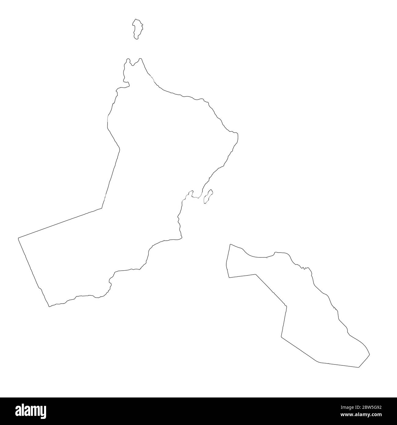 Vector map Oman and Muscat. Country and capital. Isolated vector Illustration. Outline. EPS 10 Illustration. Stock Vector