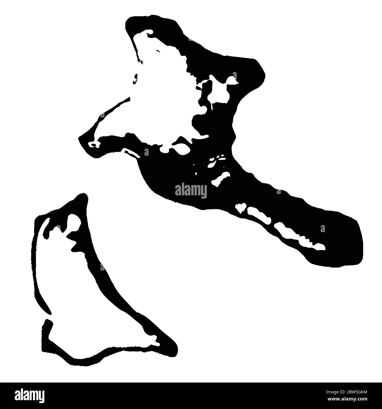 Vector map Kiribati and South Tarawa. Country and capital. Isolated vector Illustration. Black on White background. EPS 10 Illustration. Stock Vector