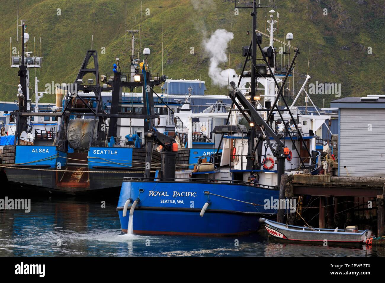 Fishing boats, Dutch Harbor, Amaknak  Island, Aleutian Islands, Alaska, USA Stock Photo