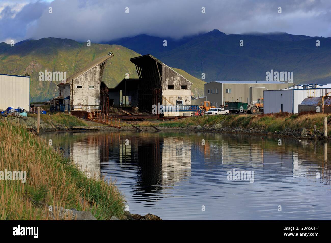 Drydock, Dutch Harbor, Amaknak Island, Aleutian Islands, Alaska, USA Stock Photo