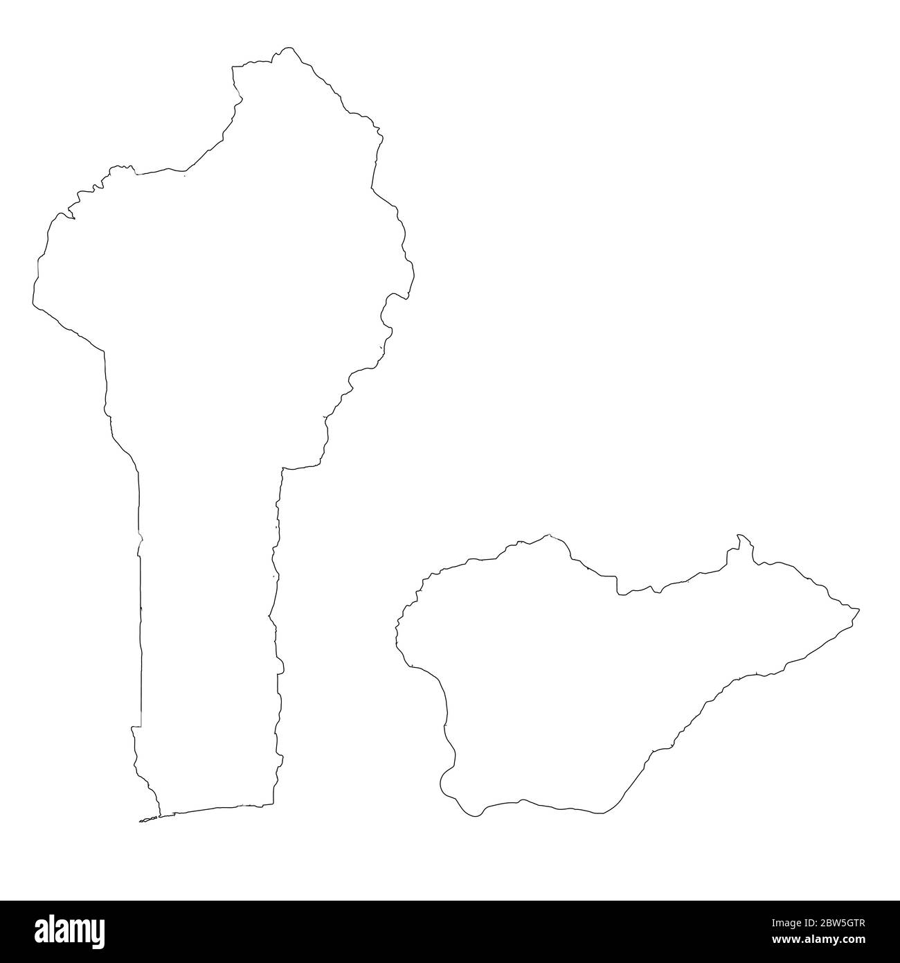 Vector map Benin and Porto Novo. Country and capital. Isolated vector Illustration. Outline. EPS 10 Illustration. Stock Vector