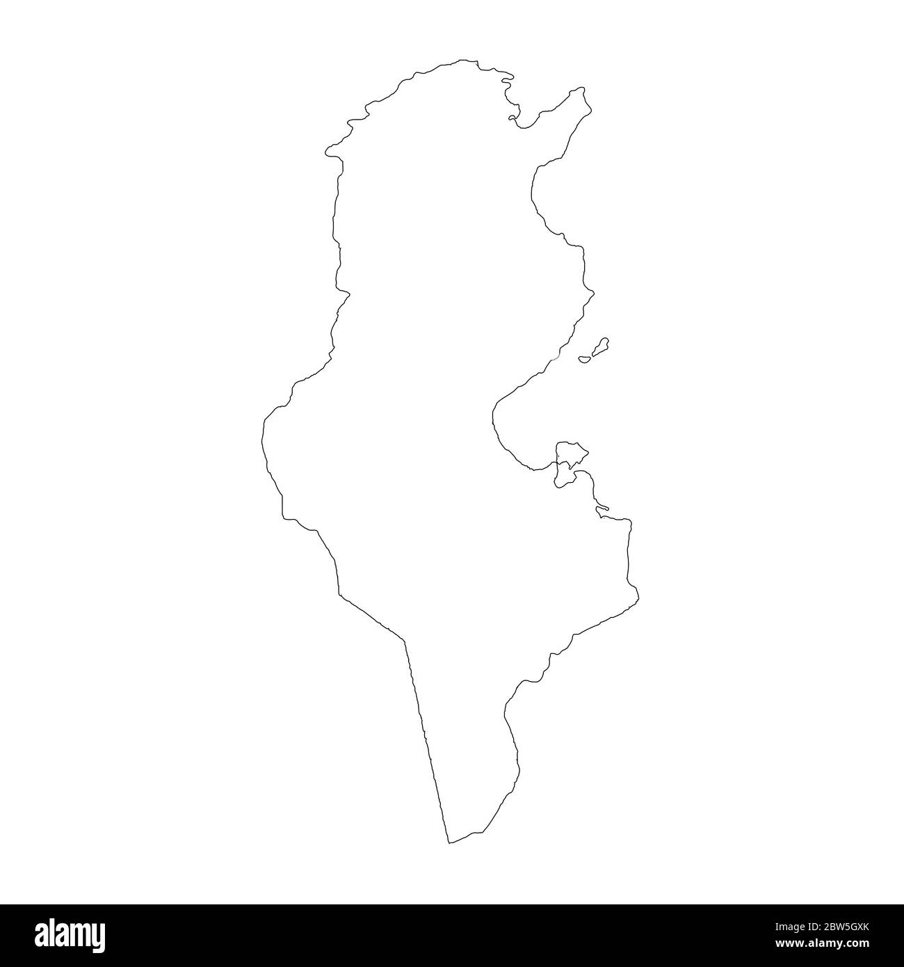 Vector map Tunisia. Country and capital. Isolated vector Illustration. Outline. EPS 10 Illustration. Stock Vector