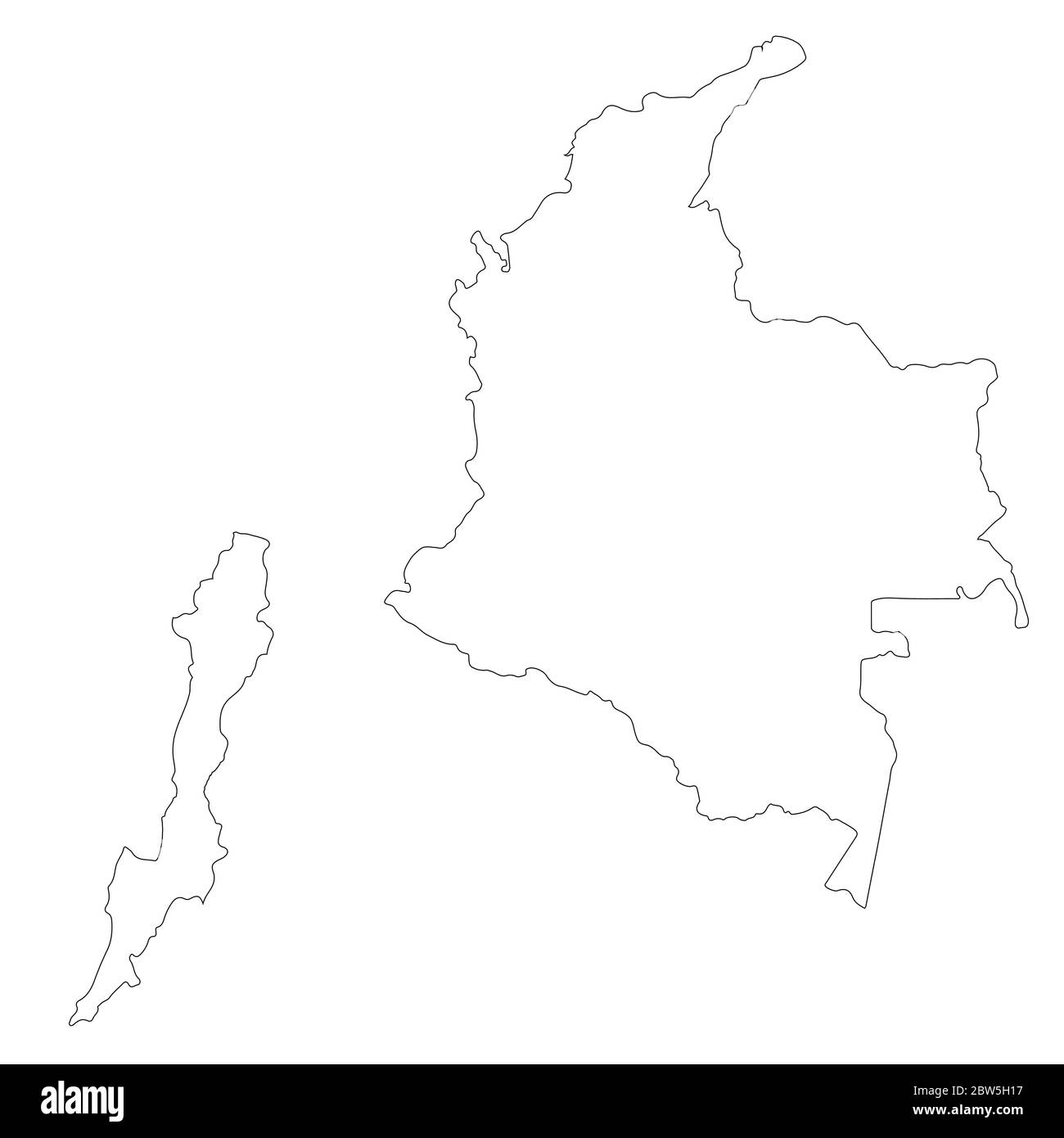 Vector map Colombia and Bogota. Country and capital. Isolated vector Illustration. Outline. EPS 10 Illustration. Stock Vector