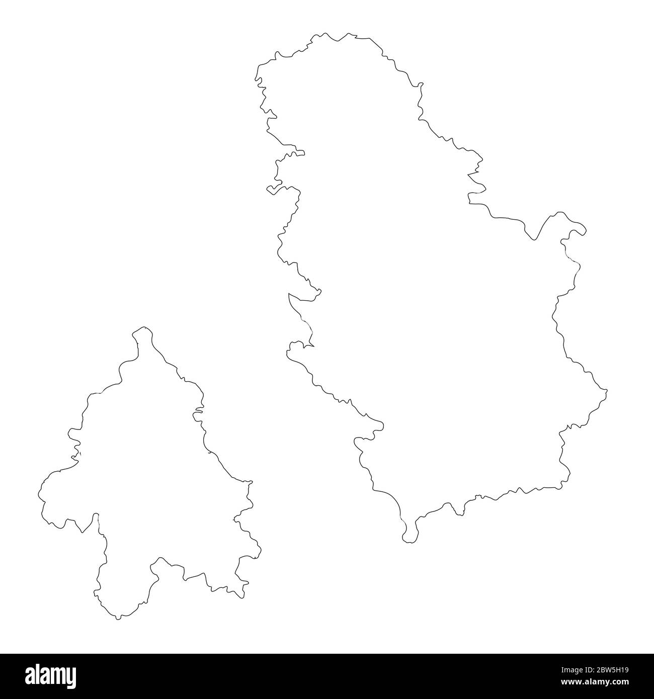 Vector map Serbia and Belgrade. Isolated vector Illustration. Outline. EPS 10 Illustration. Stock Vector