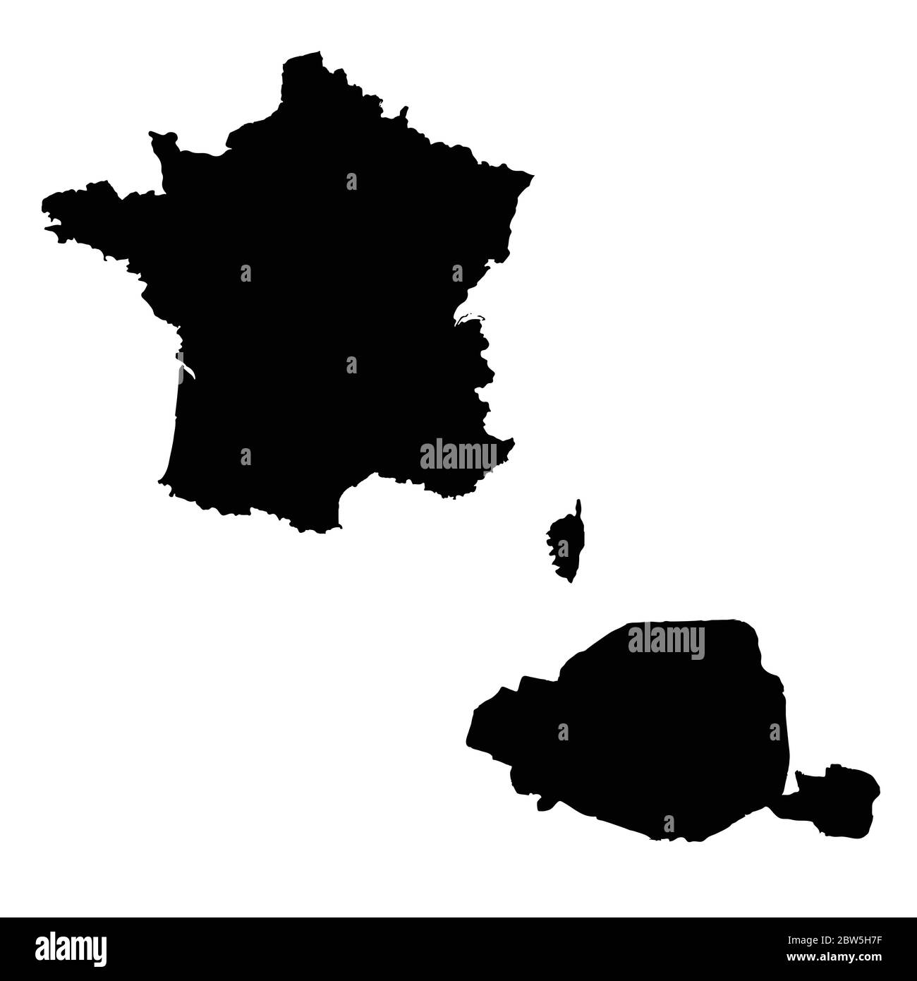 Vector map France and Paris. Country and capital. Isolated vector Illustration. Black on White background. EPS 10 Illustration. Stock Vector