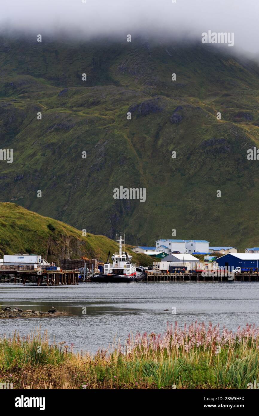 Dutch Harbor, Amaknak  Island, Aleutian Islands, Alaska, USA Stock Photo