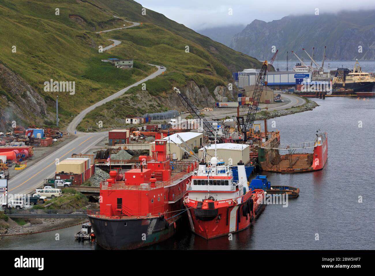 City Dock, Dutch Harbor, Amaknak Island, Aleutian Islands, Alaska, USA Stock Photo