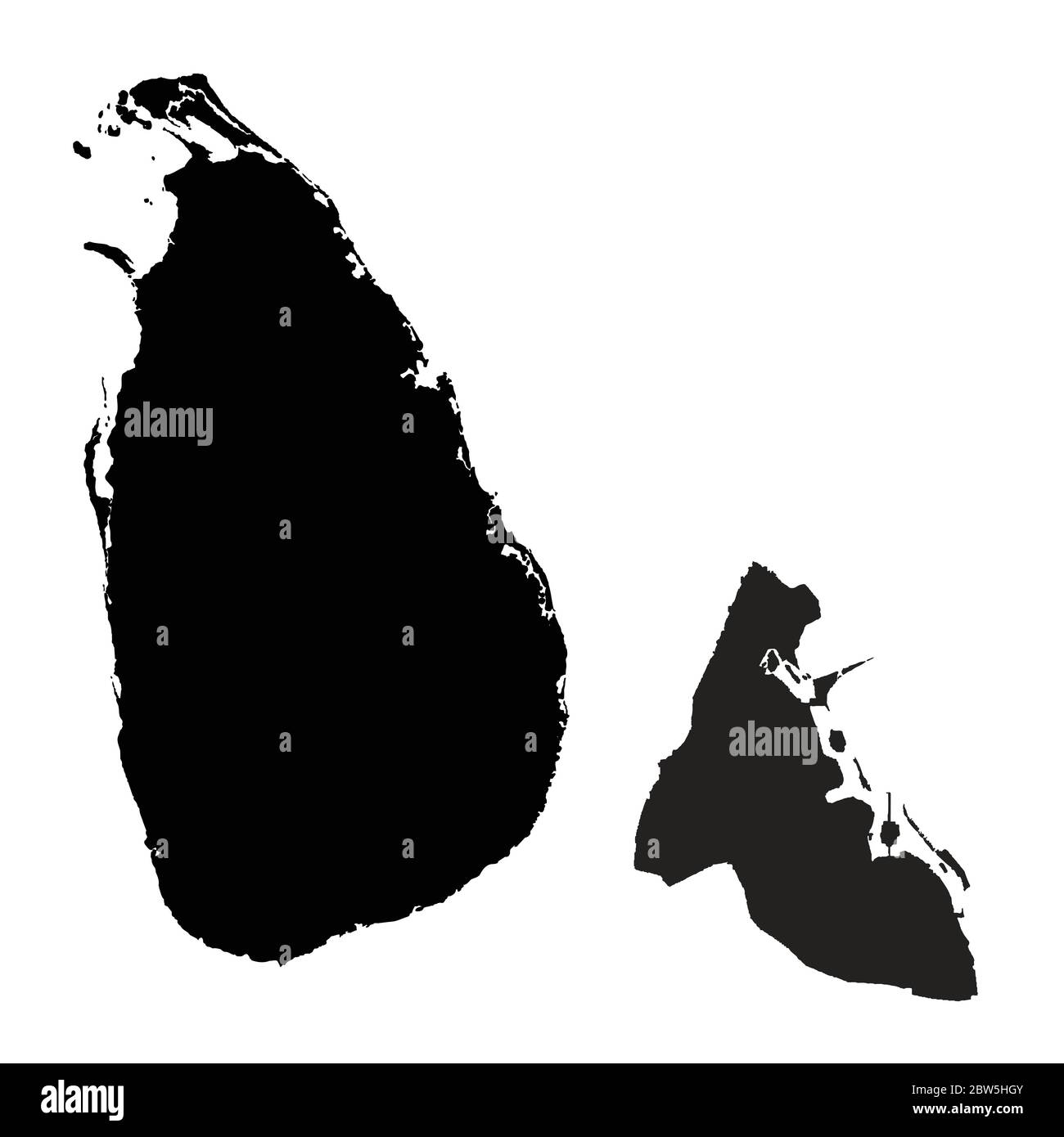 Vector map Sri Lanka and Sri Jayawardenepura Kotte. Country and capital. Isolated vector Illustration. Black on White background. EPS 10 Illustration. Stock Vector