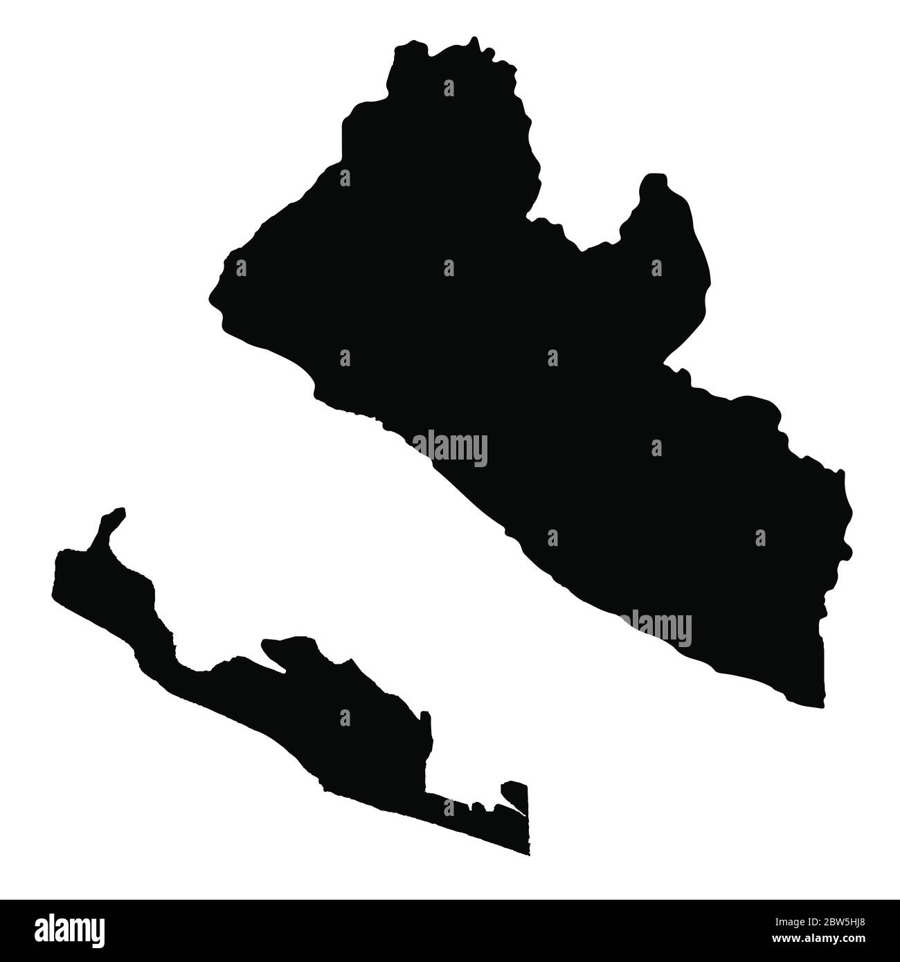 Vector map Liberia and Monrovia. Country and capital. Isolated vector Illustration. Black on White background. EPS 10 Illustration. Stock Vector