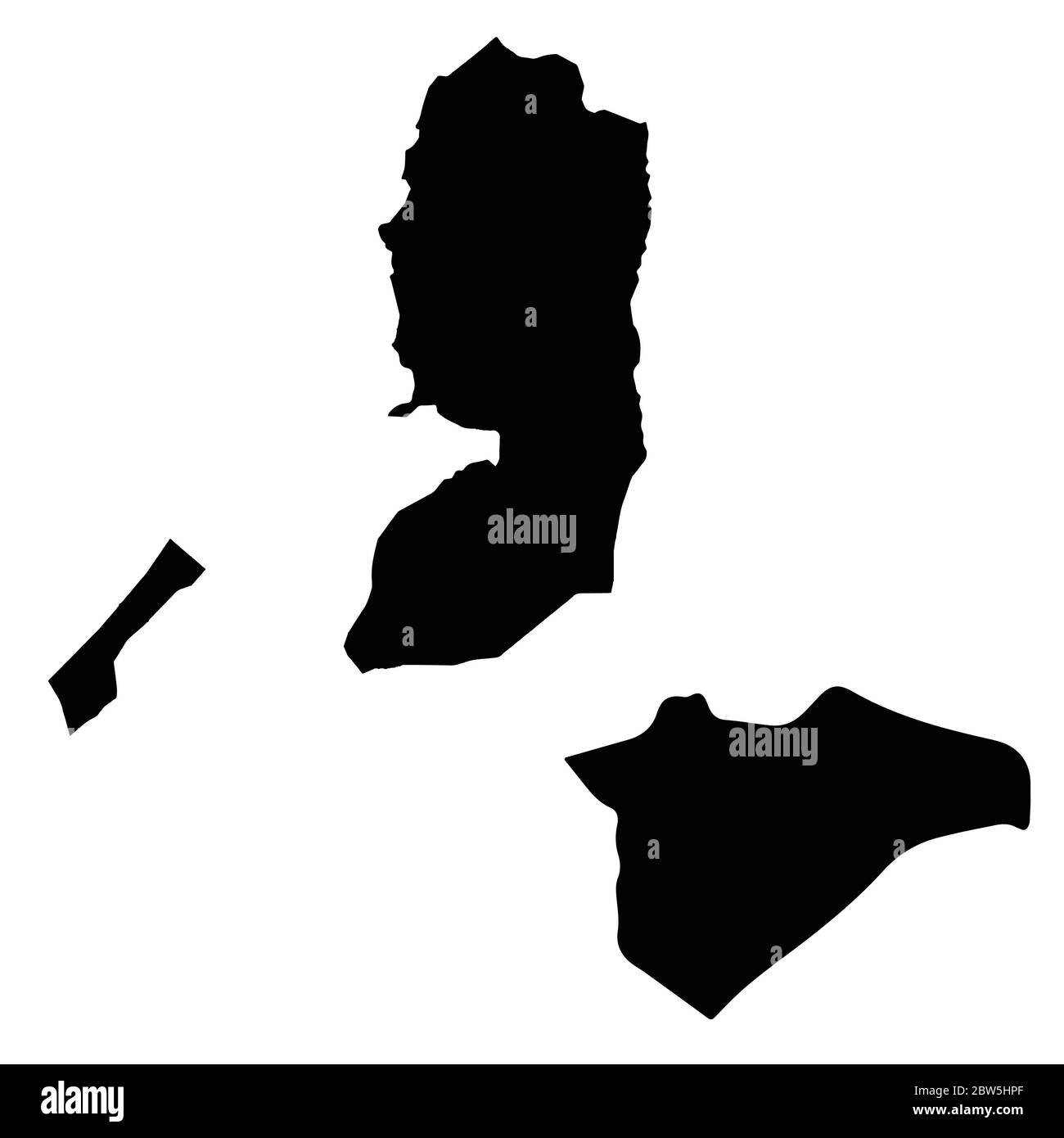 Vector map State of Palestine and Jerusalem. Country and capital. Isolated vector Illustration. Black on White background. EPS 10 Illustration. Stock Vector