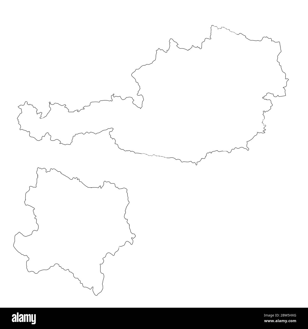 Vector map Austria and Vein. Country and capital. Isolated vector Illustration. Outline. EPS 10 Illustration. Stock Vector