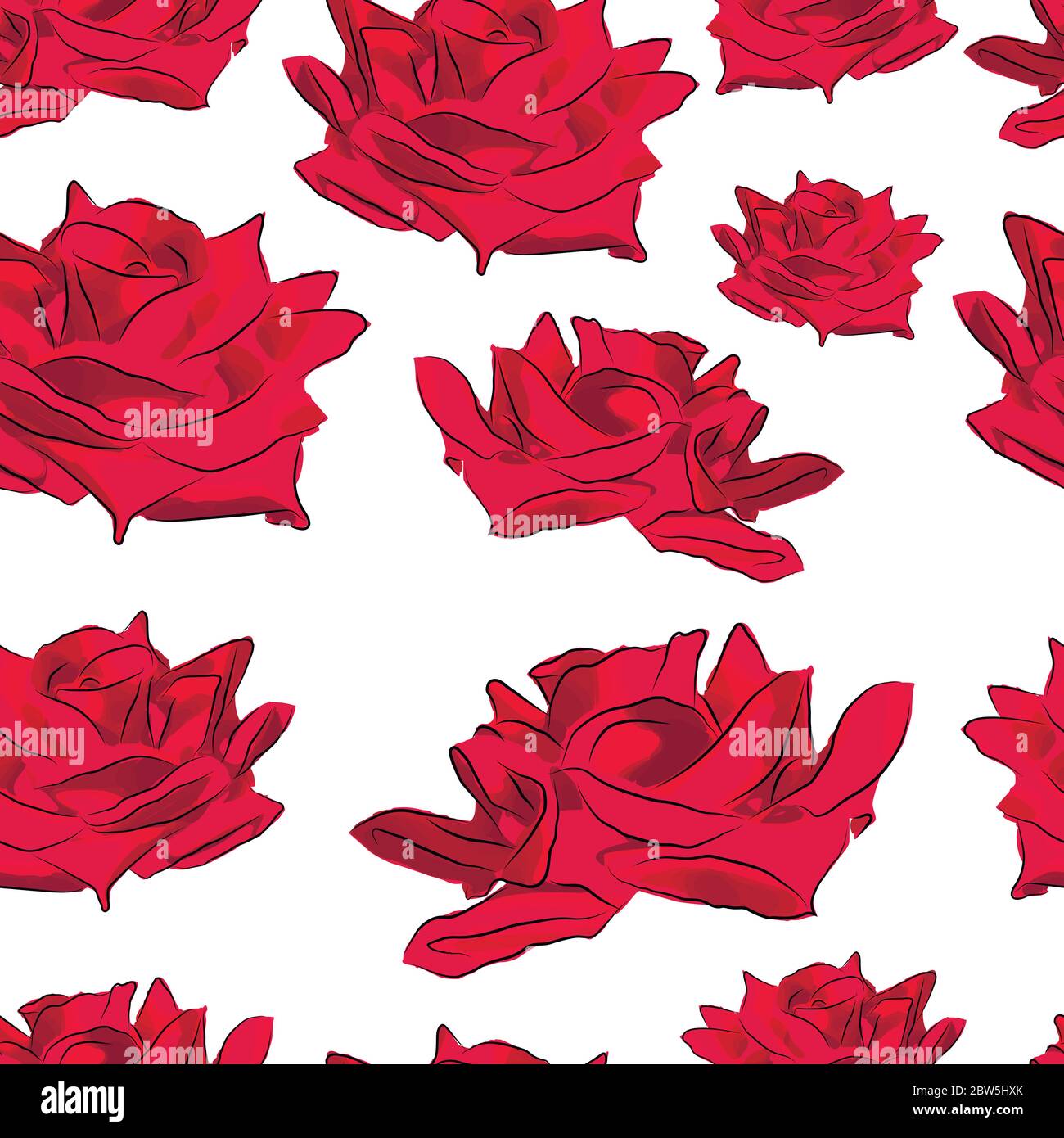 Seamless Floral Red Roses Pattern. Vector Illustration. Floral ...