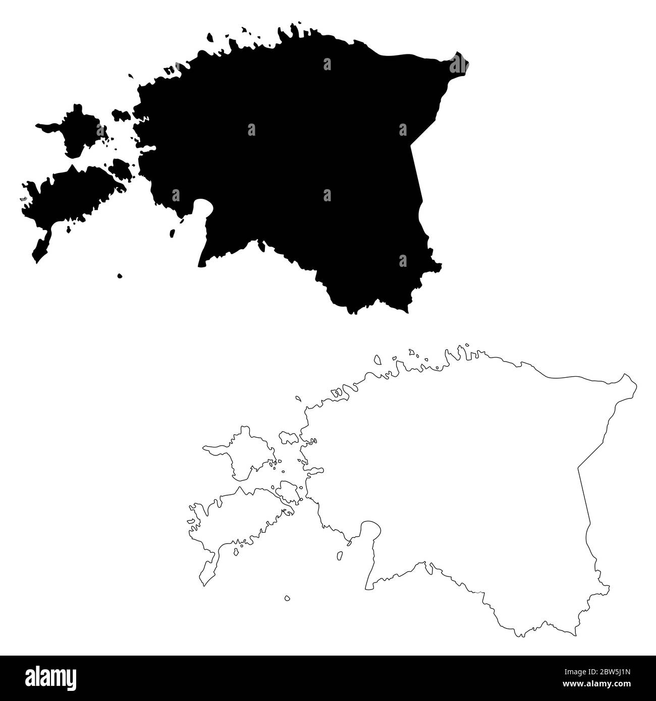 Vector map Estonia. Isolated vector Illustration. Black on White background. EPS 10 Illustration. Stock Vector