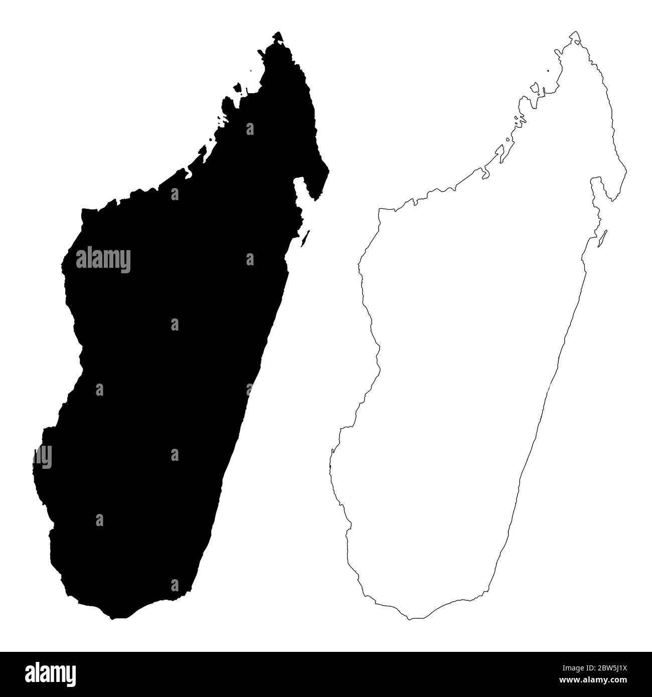 Vector map Madagascar. Isolated vector Illustration. Black on White background. EPS 10 Illustration. Stock Vector