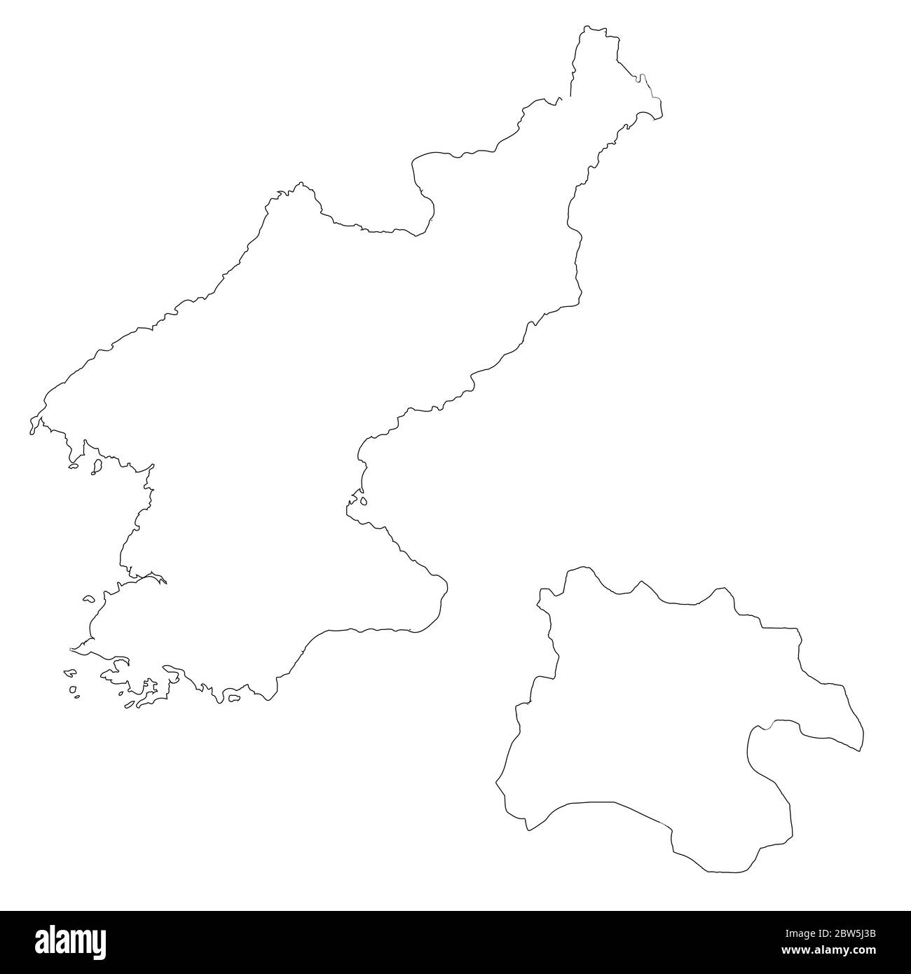 Vector map Democratic People's Republic of Korea and Pyongyang. Country and capital. Isolated vector Illustration. Outline. EPS 10 Illustration. Stock Vector