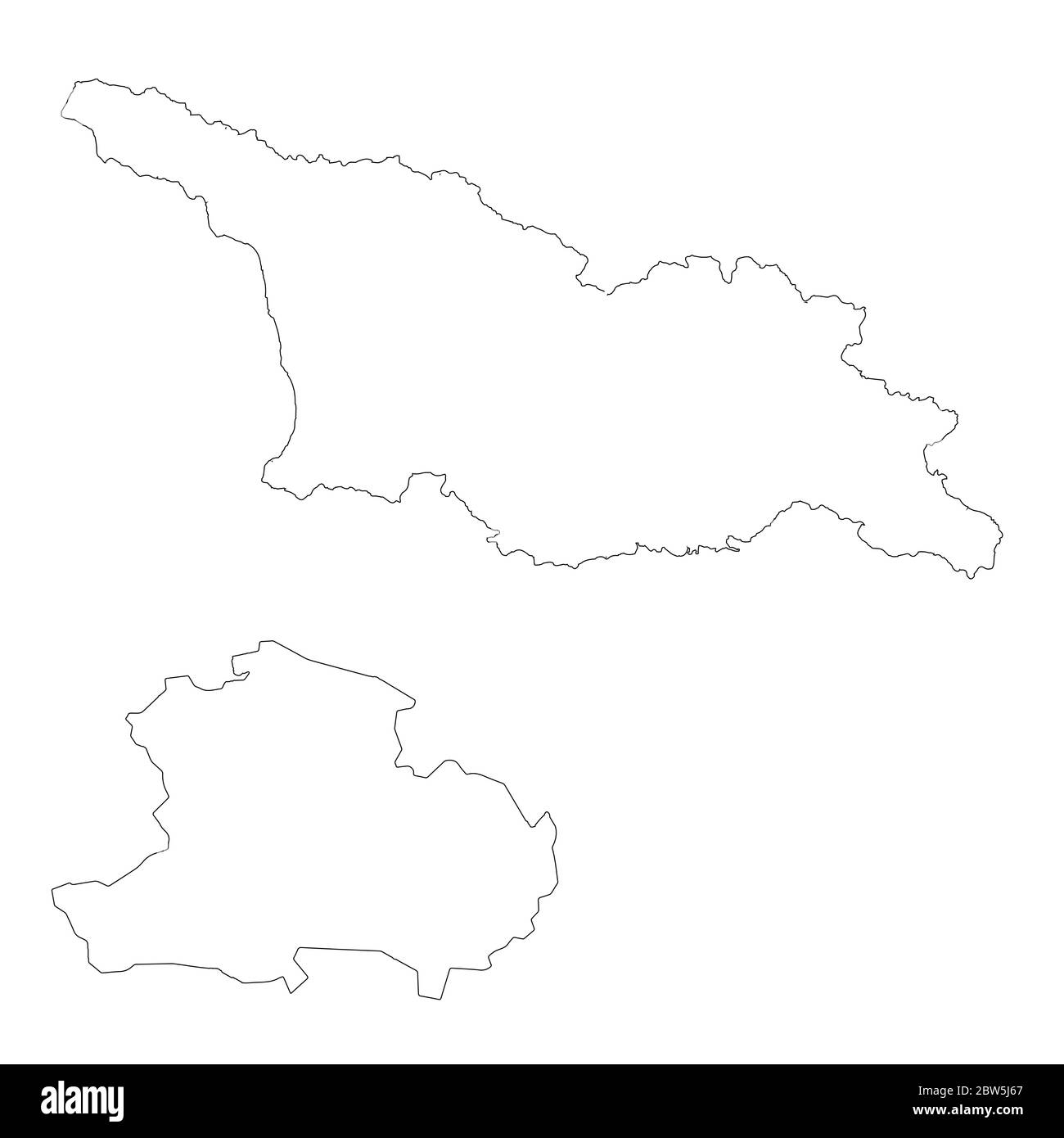 Vector map Georgia and Tbilisi. Country and capital. Isolated vector Illustration. Outline. EPS 10 Illustration. Stock Vector