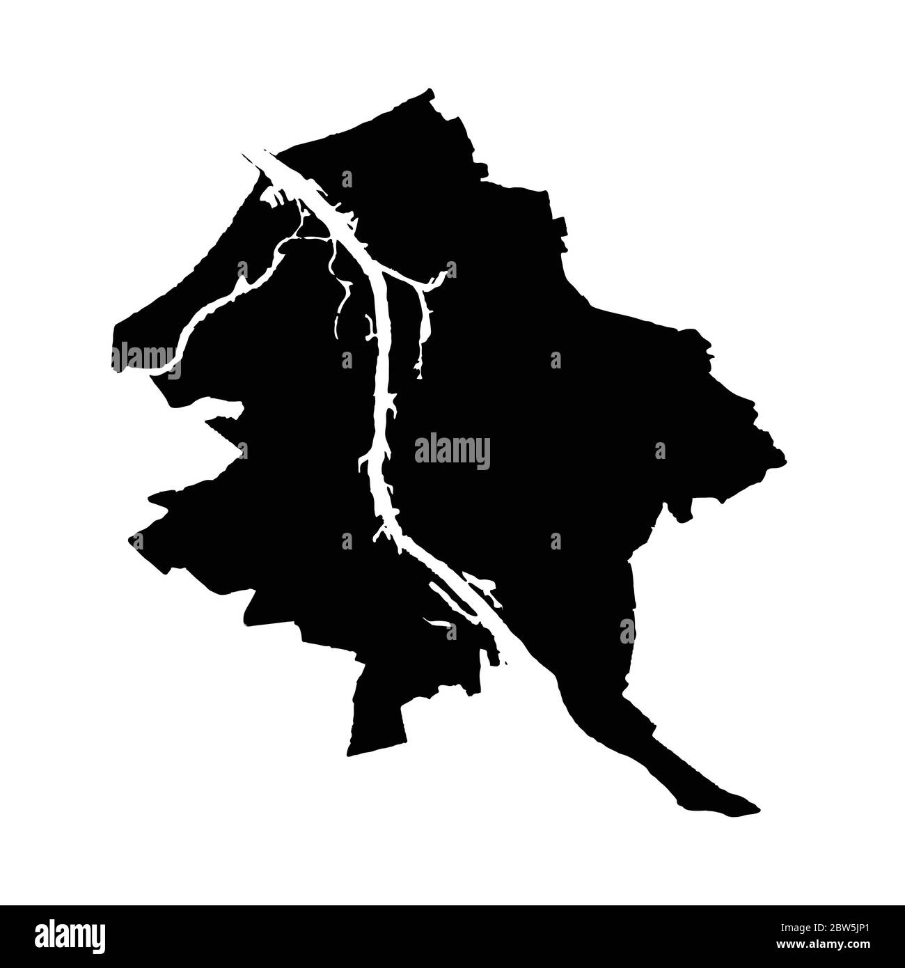 Vector map Riga. Isolated vector Illustration. Black on White background. EPS 10 Illustration. Stock Vector