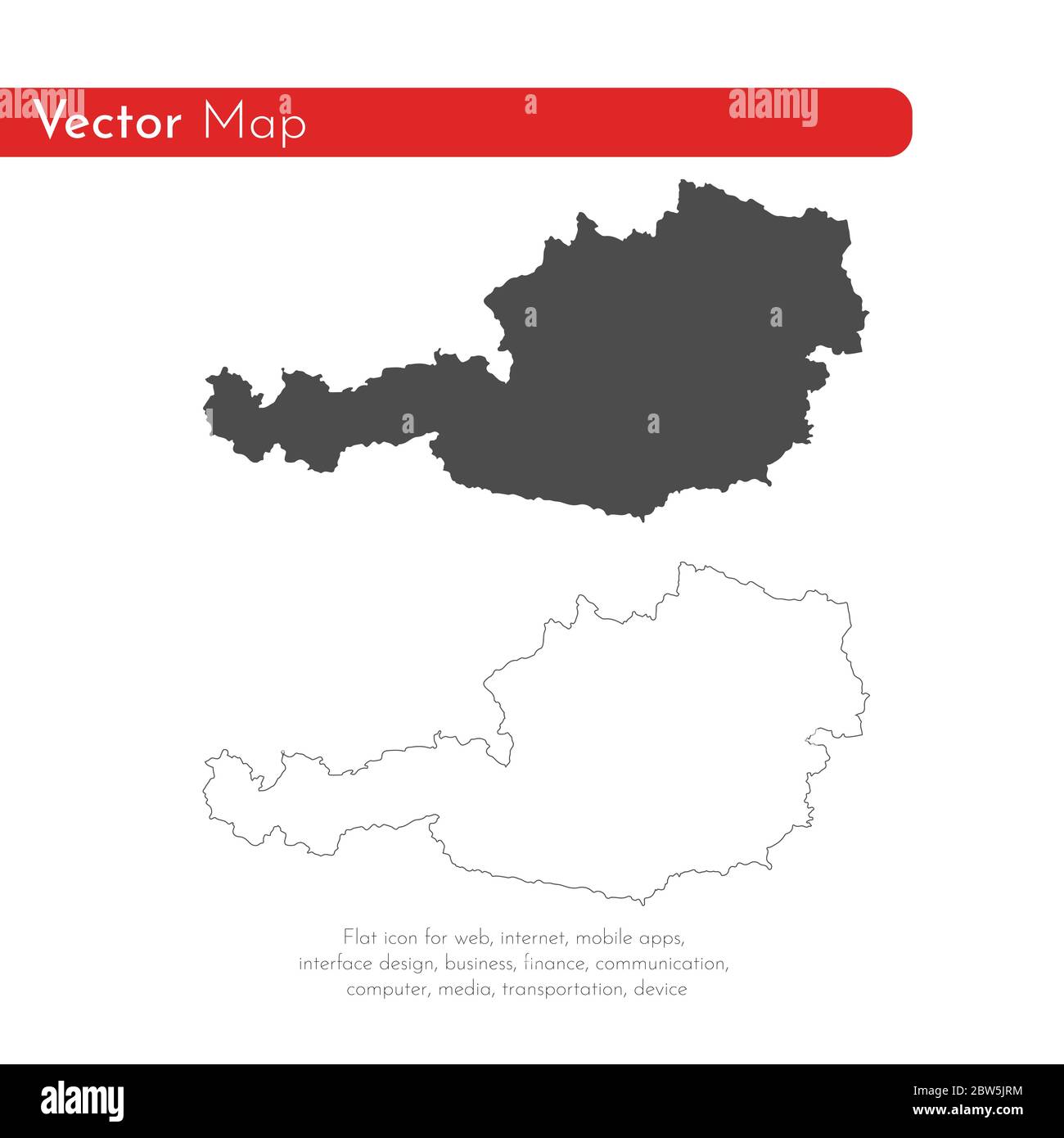Vector map Austria. Isolated vector Illustration. Black on White background. EPS 10 Illustration. Stock Vector
