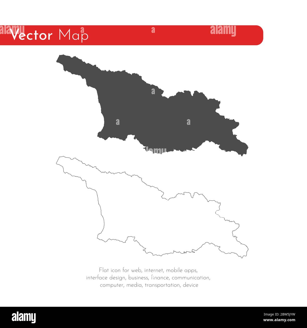 Vector map Georgia. Isolated vector Illustration. Black on White background. EPS 10 Illustration. Stock Vector