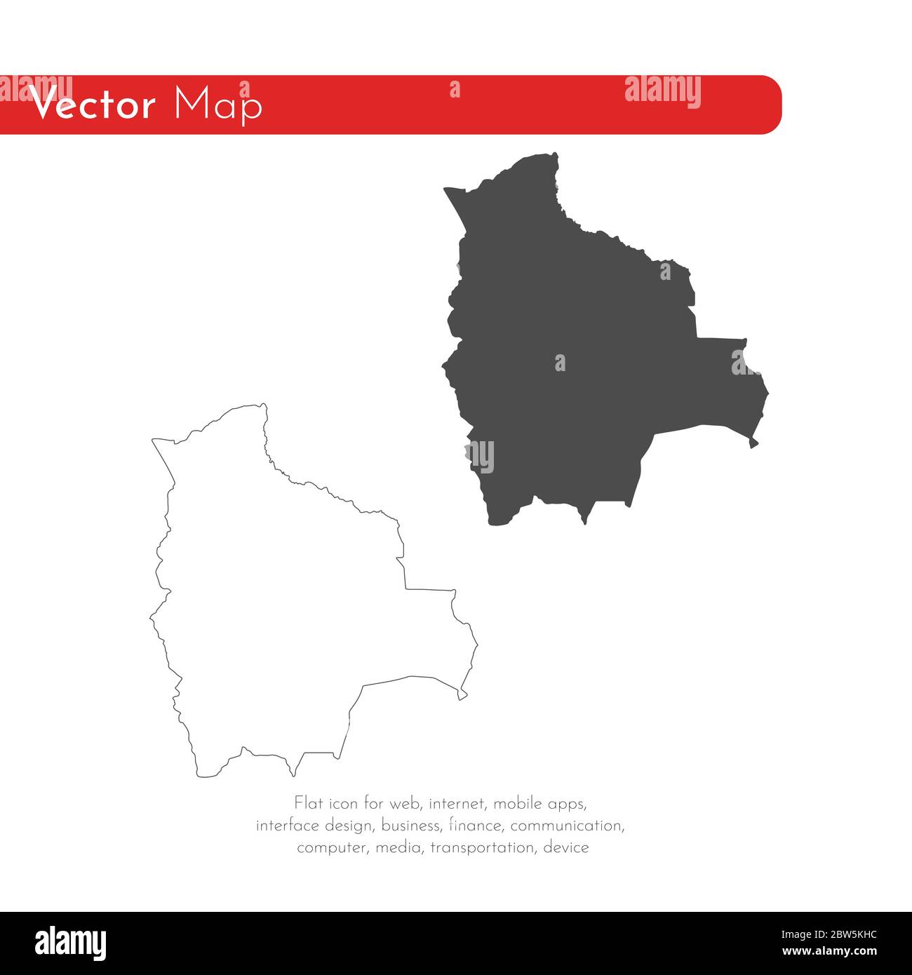 Vector map Bolivia. Isolated vector Illustration. Black on White background. EPS 10 Illustration. Stock Vector