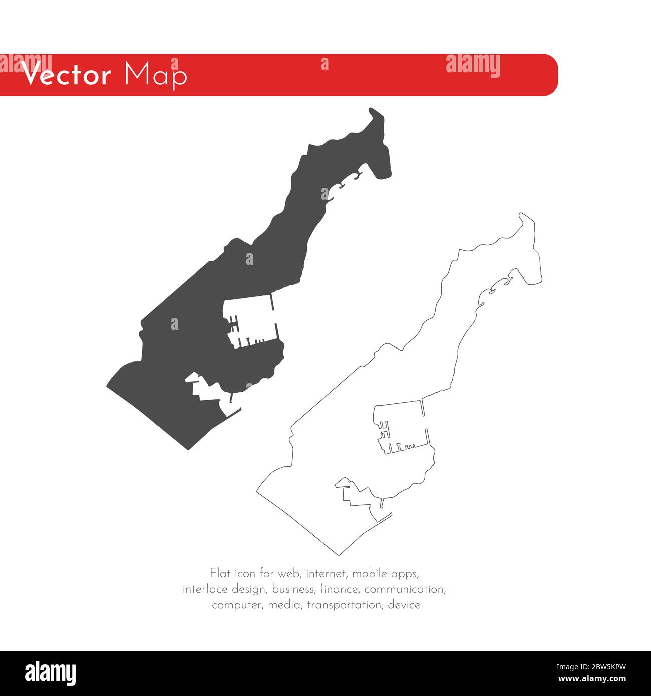 Vector map Monaco. Isolated vector Illustration. Black on White background. EPS 10 Illustration. Stock Vector
