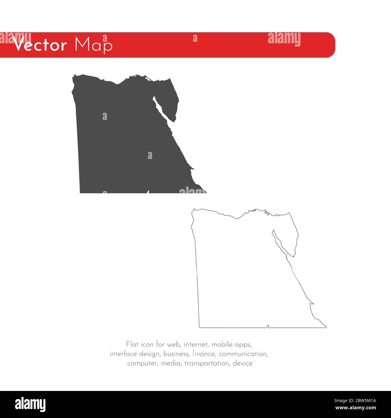 Vector map Egypt. Isolated vector Illustration. Black on White background. EPS 10 Illustration. Stock Vector
