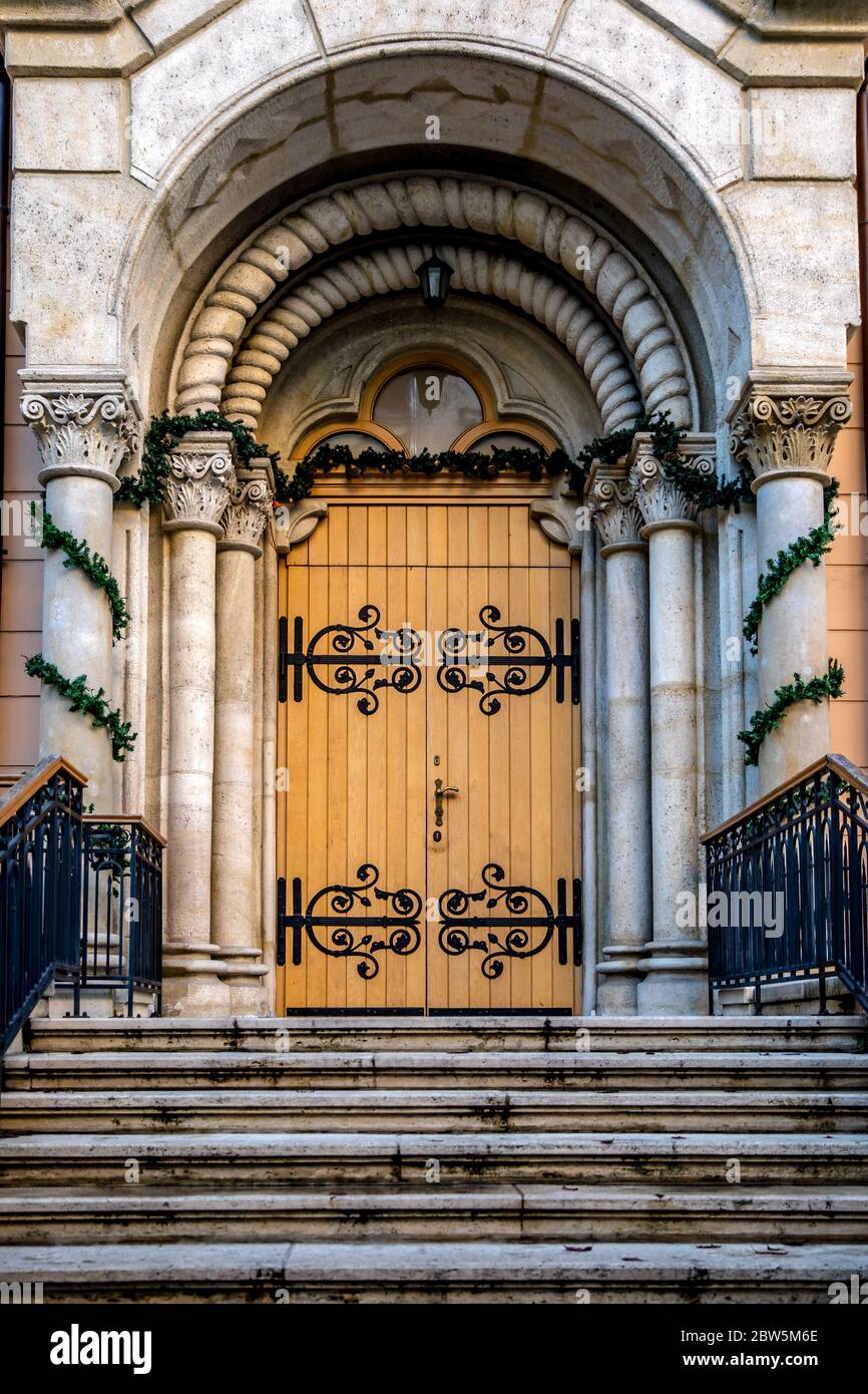 Door entrance of a church from Budapest Stock Photo