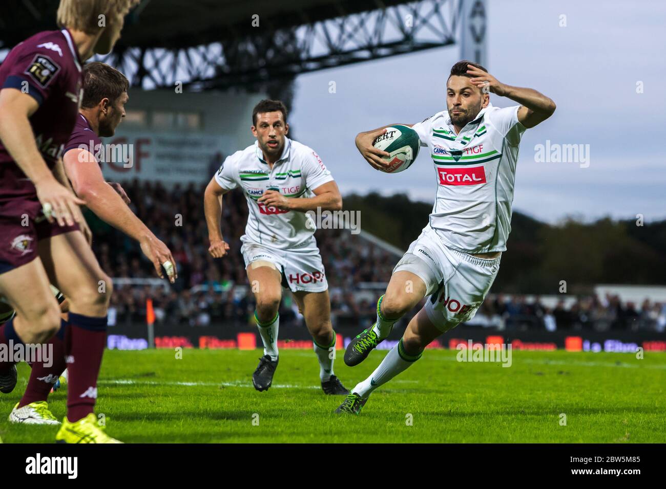 Pau, FRANCE - OCTOBER 01 2016 :  Charly Malie during the  Top 14 match between Section Paloise and UBB at Stade du Hameau. Stock Photo