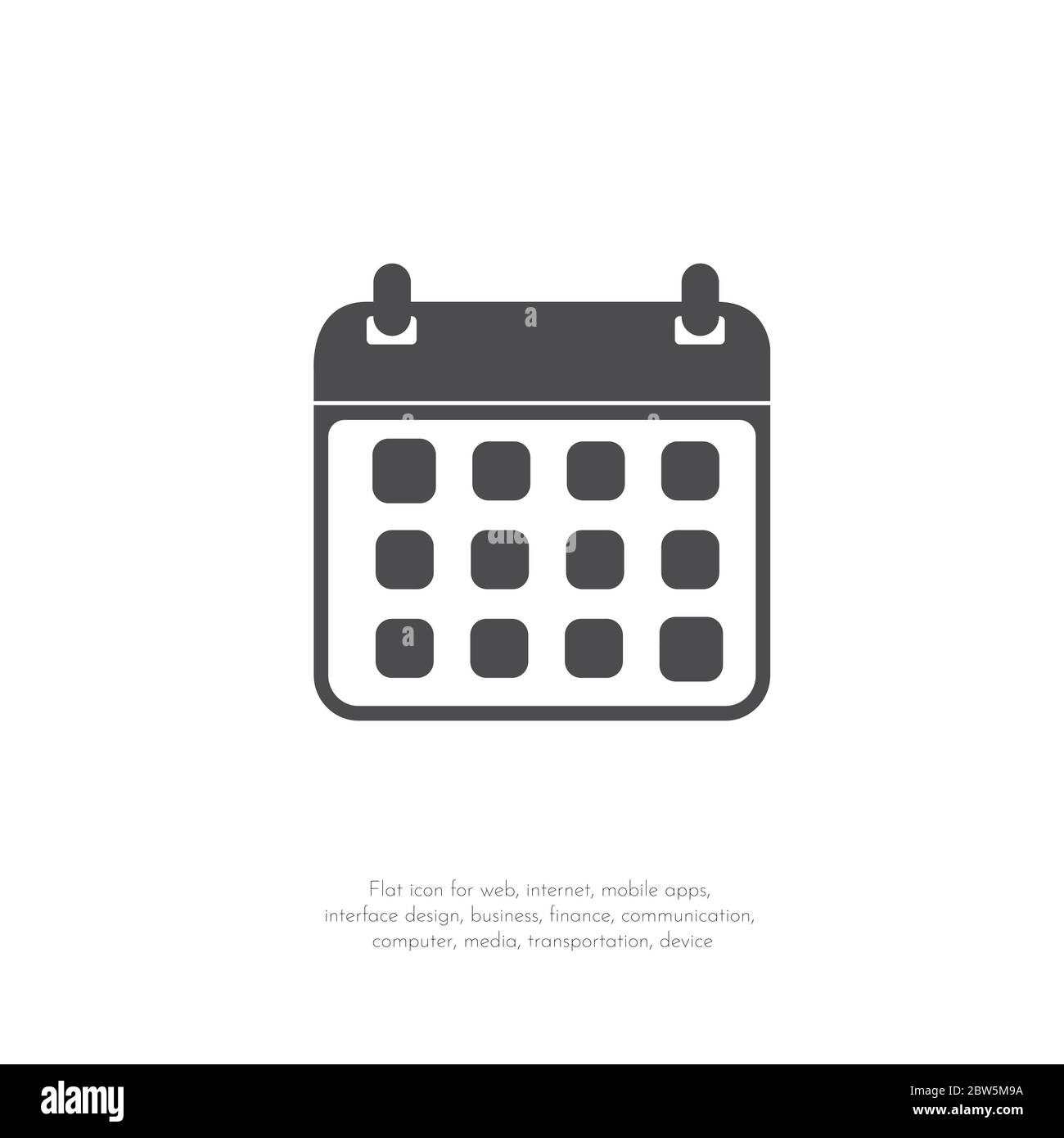 Calendar icon. Flat Web Mobile Icon. Vector Illustration. Stock Vector