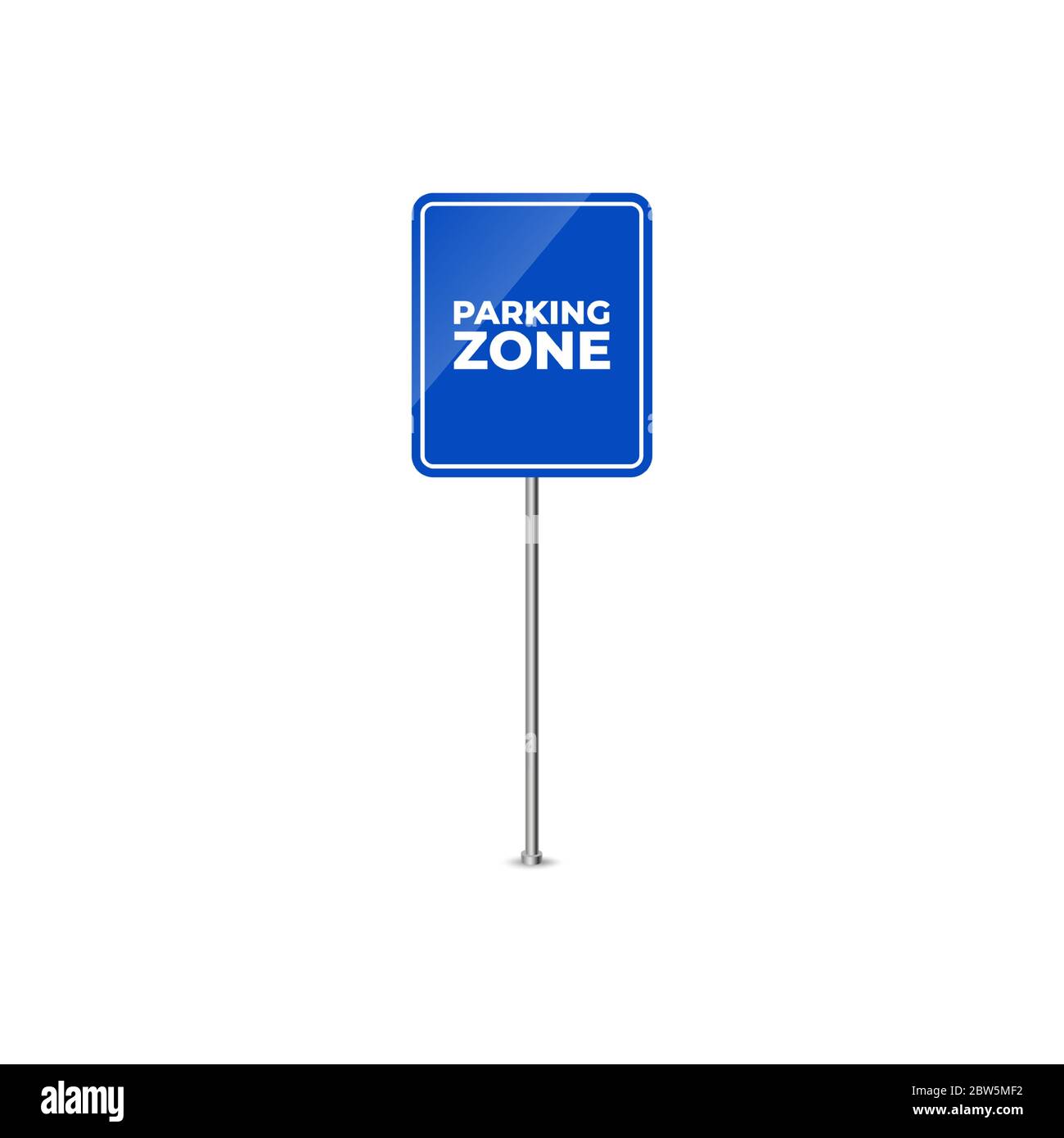 Parking road sign blank. Parking place for car. Transport park zone. Roadsign regulation. Transportation parking place. Glossy blue icon for street pa Stock Vector