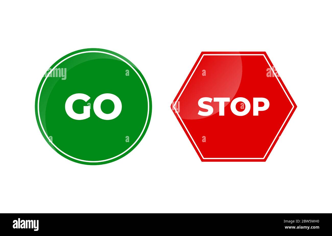 vector illustration of sign stop and go glossy icon isolated on white stock vector image art alamy