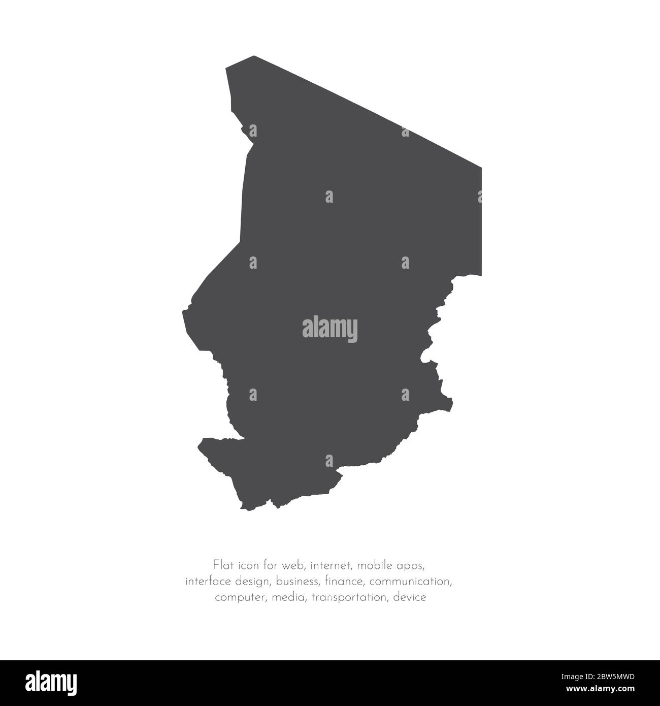 Vector map Chad. Isolated vector Illustration. Black on White background. EPS 10 Illustration. Stock Vector