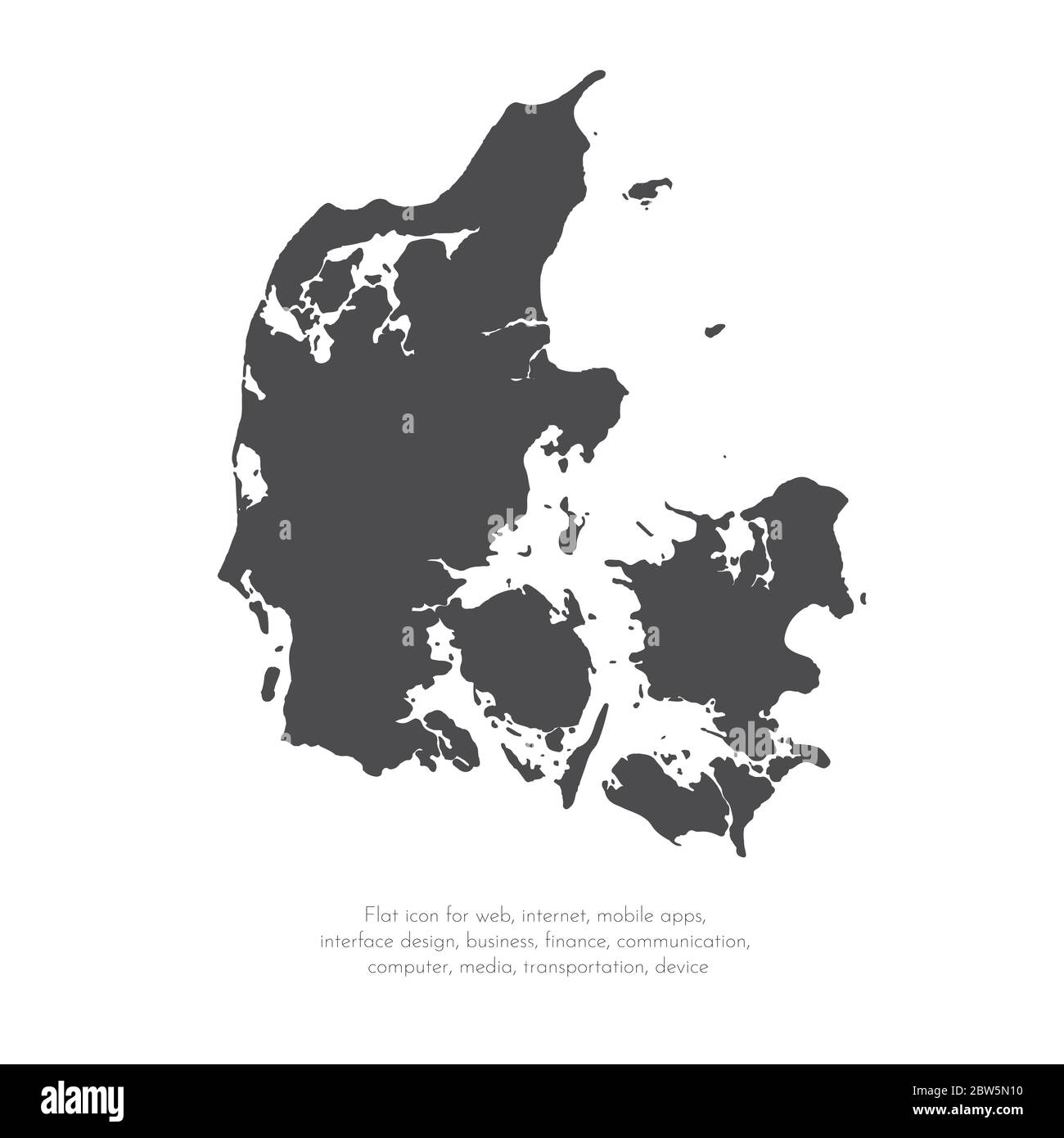 Vector map Denmark. Isolated vector Illustration. Black on White ...