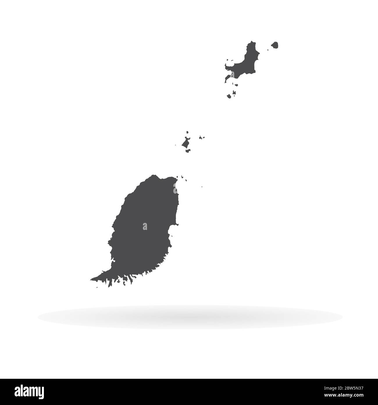 Vector map Grenada. Isolated vector Illustration. Black on White background. EPS 10 Illustration. Stock Vector