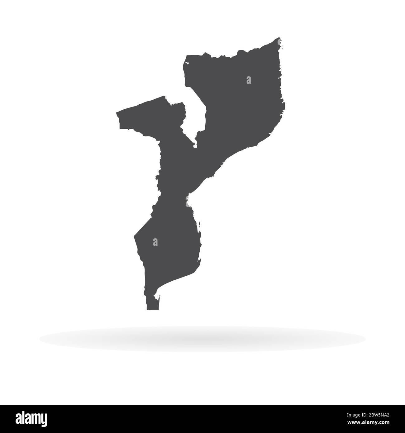 Vector map Mozambique. Isolated vector Illustration. Black on White background. EPS 10 Illustration. Stock Vector