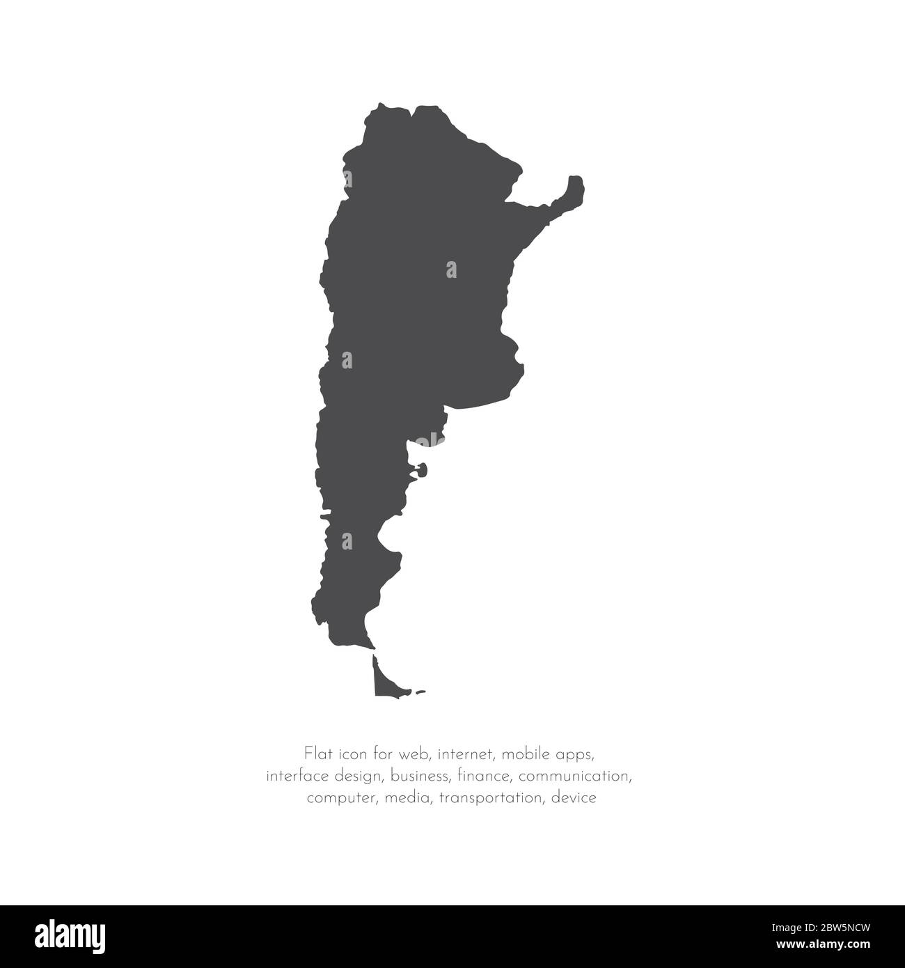 Vector map Argentina. Isolated vector Illustration. Black on White background. EPS 10 Illustration. Stock Vector