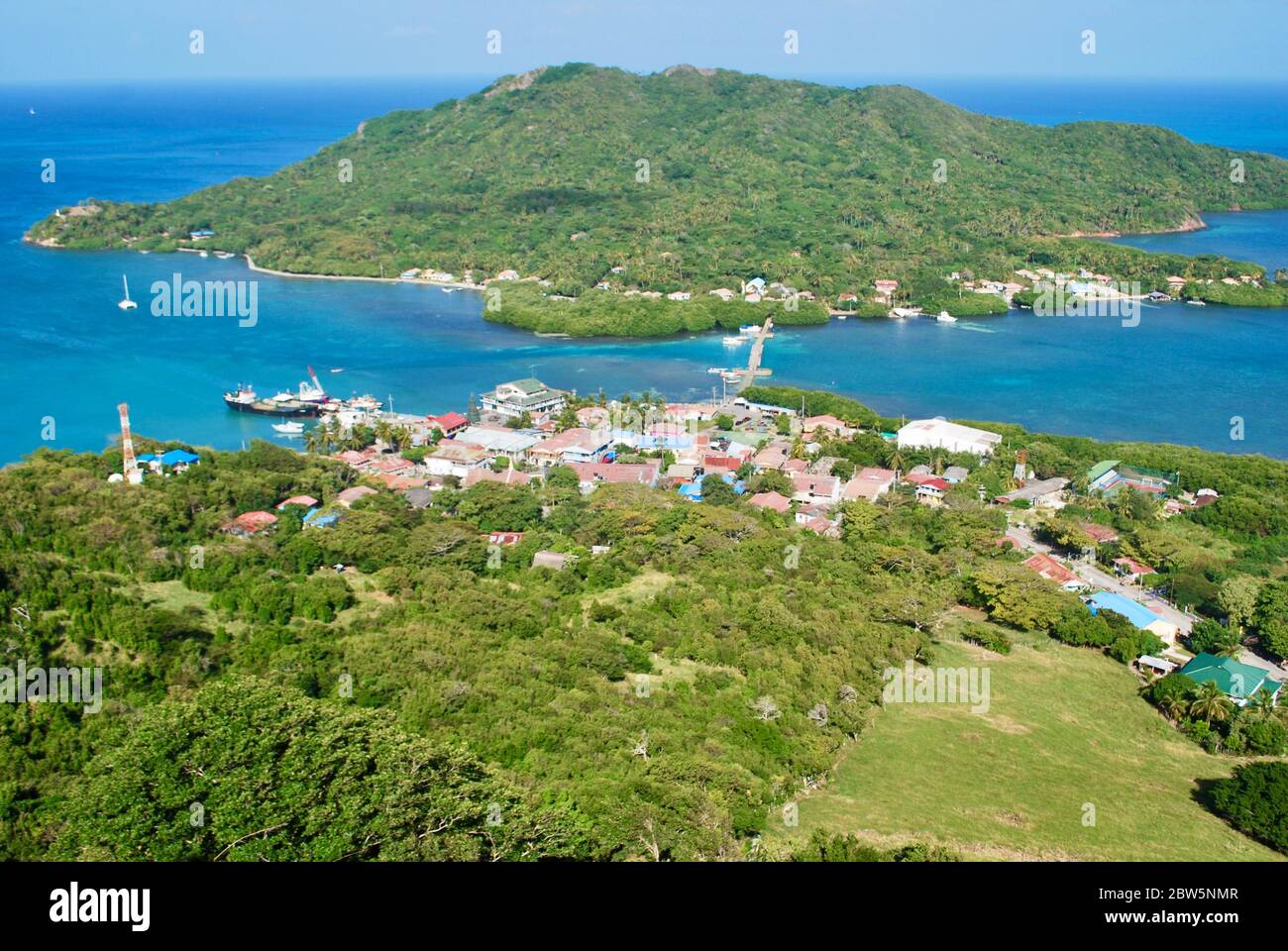 Town, island of Providencia (in English, Providence), Colombia Stock