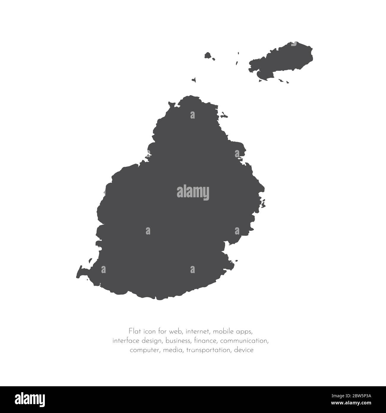 Vector map Mauritius. Isolated vector Illustration. Black on White background. EPS 10 Illustration. Stock Vector