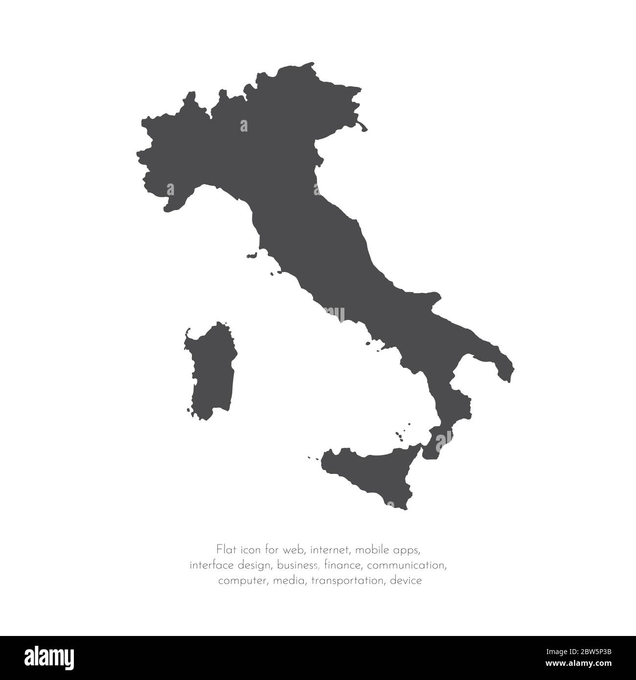 Vector map Italy. Isolated vector Illustration. Black on White background. EPS 10 Illustration. Stock Vector