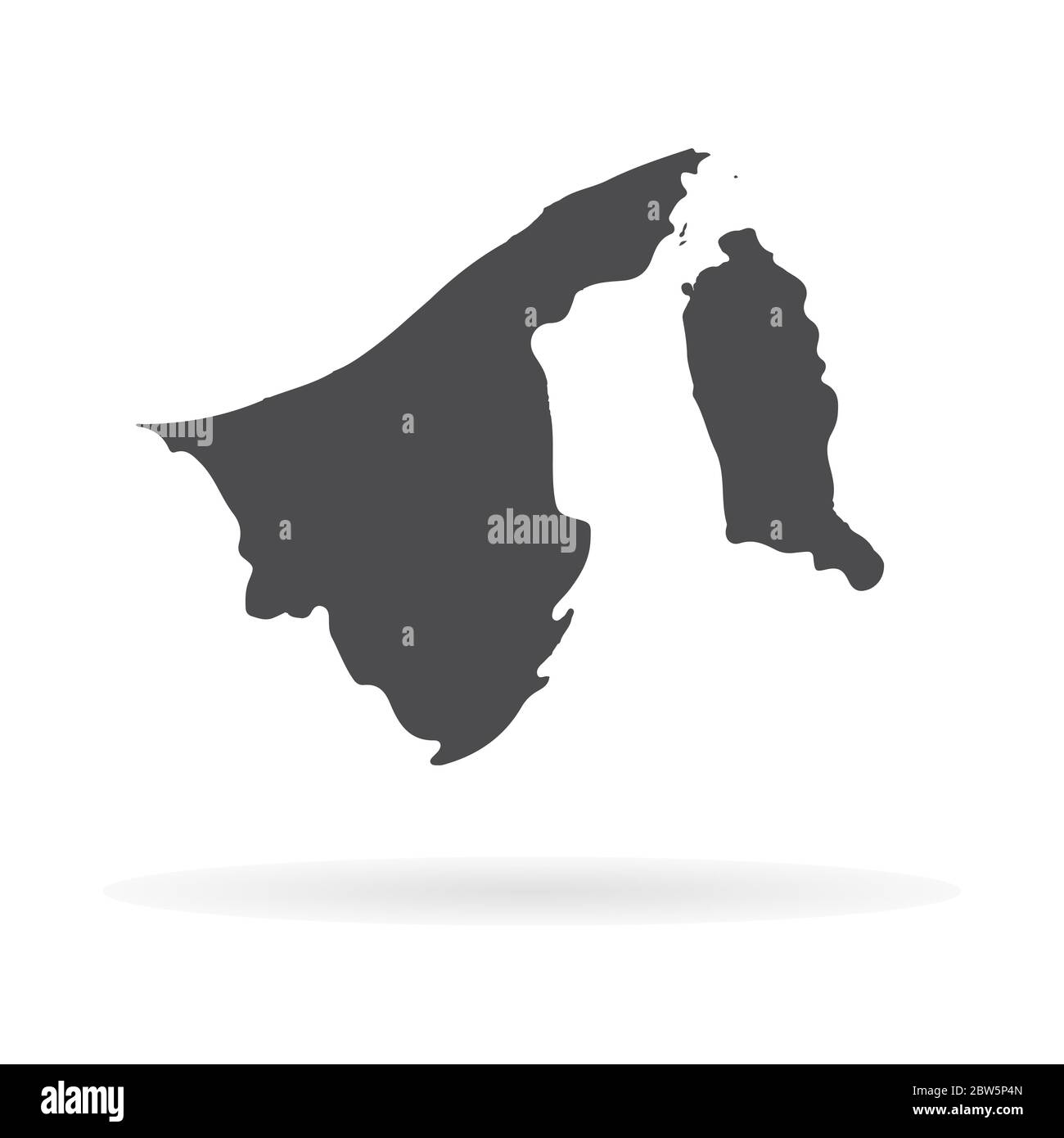 Vector map Brunei. Isolated vector Illustration. Black on White background. EPS 10 Illustration. Stock Vector
