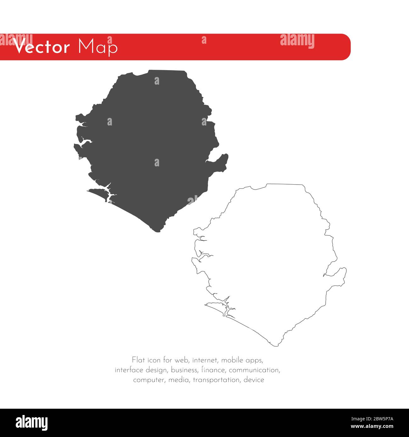 Vector map Sierra Leone. Isolated vector Illustration. Black on White ...