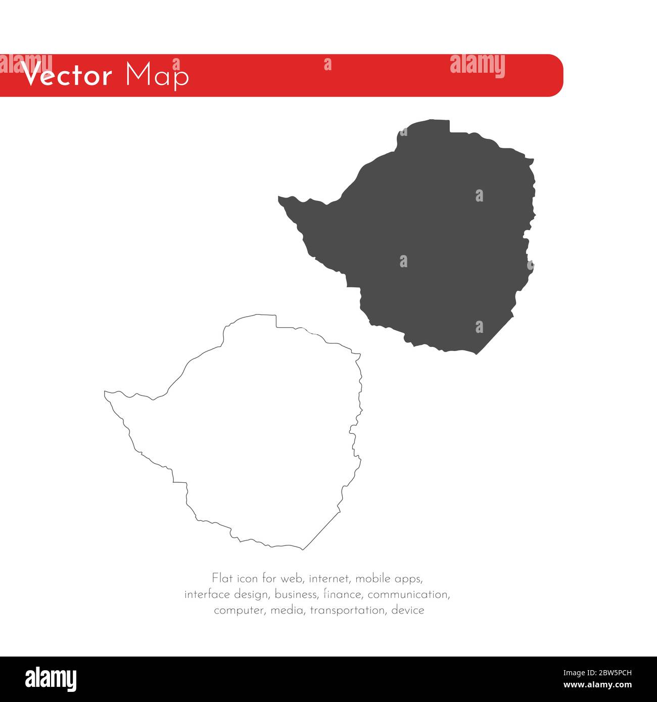 Vector map Zimbabwe. Isolated vector Illustration. Black on White