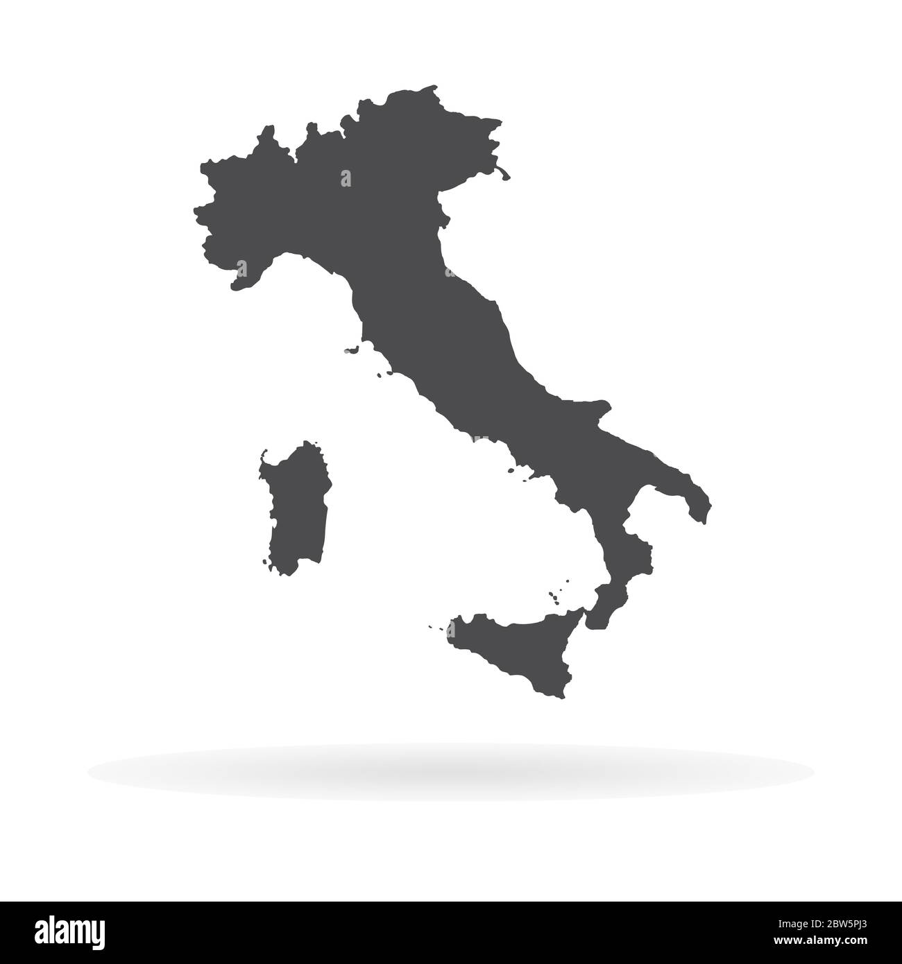 Vector map Italy. Isolated vector Illustration. Black on White background. EPS 10 Illustration. Stock Vector