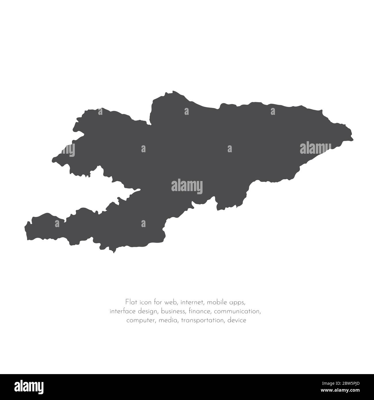Vector map Kyrgyzstan. Isolated vector Illustration. Black on White background. EPS 10 Illustration. Stock Vector