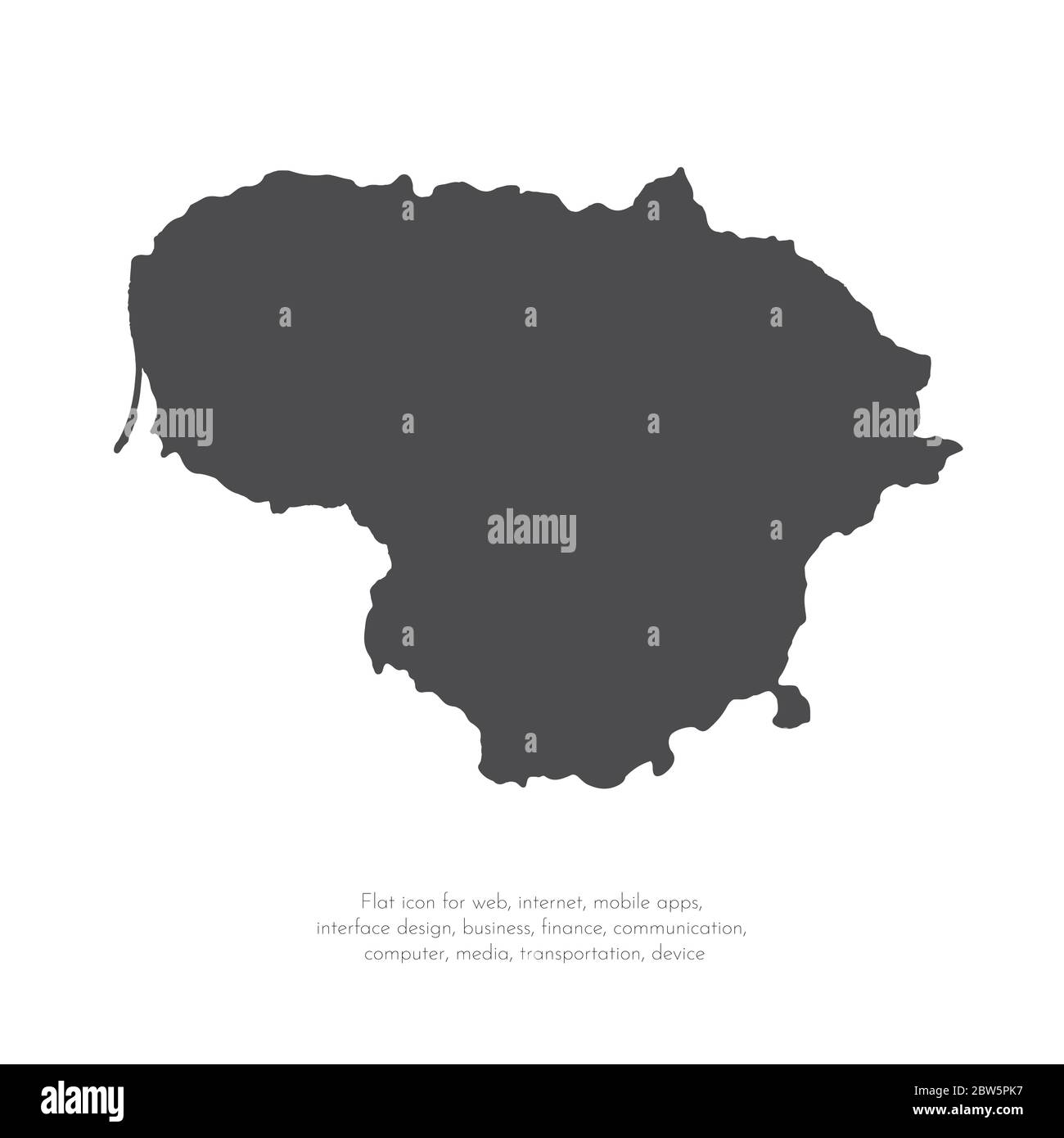 Vector map Lithuania. Isolated vector Illustration. Black on White background. EPS 10 Illustration. Stock Vector