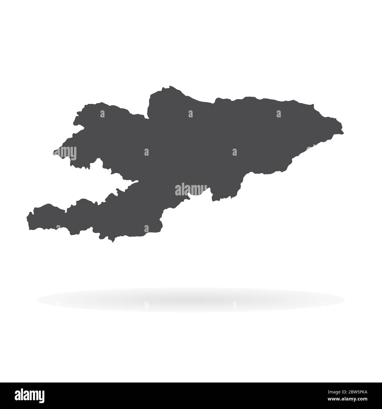 Vector map Kyrgyzstan. Isolated vector Illustration. Black on White background. EPS 10 Illustration. Stock Vector