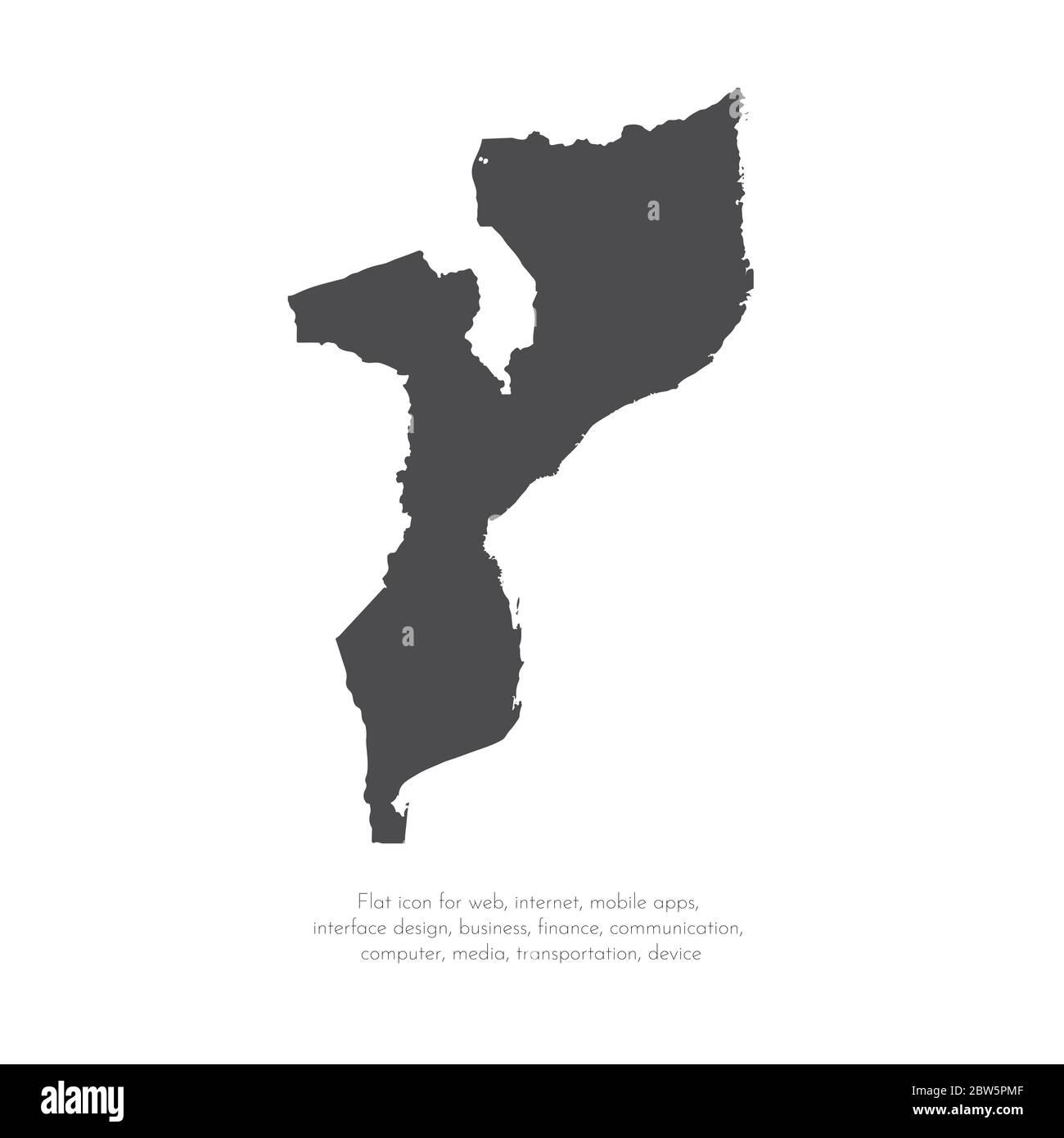 Vector map Mozambique. Isolated vector Illustration. Black on White background. EPS 10 Illustration. Stock Vector